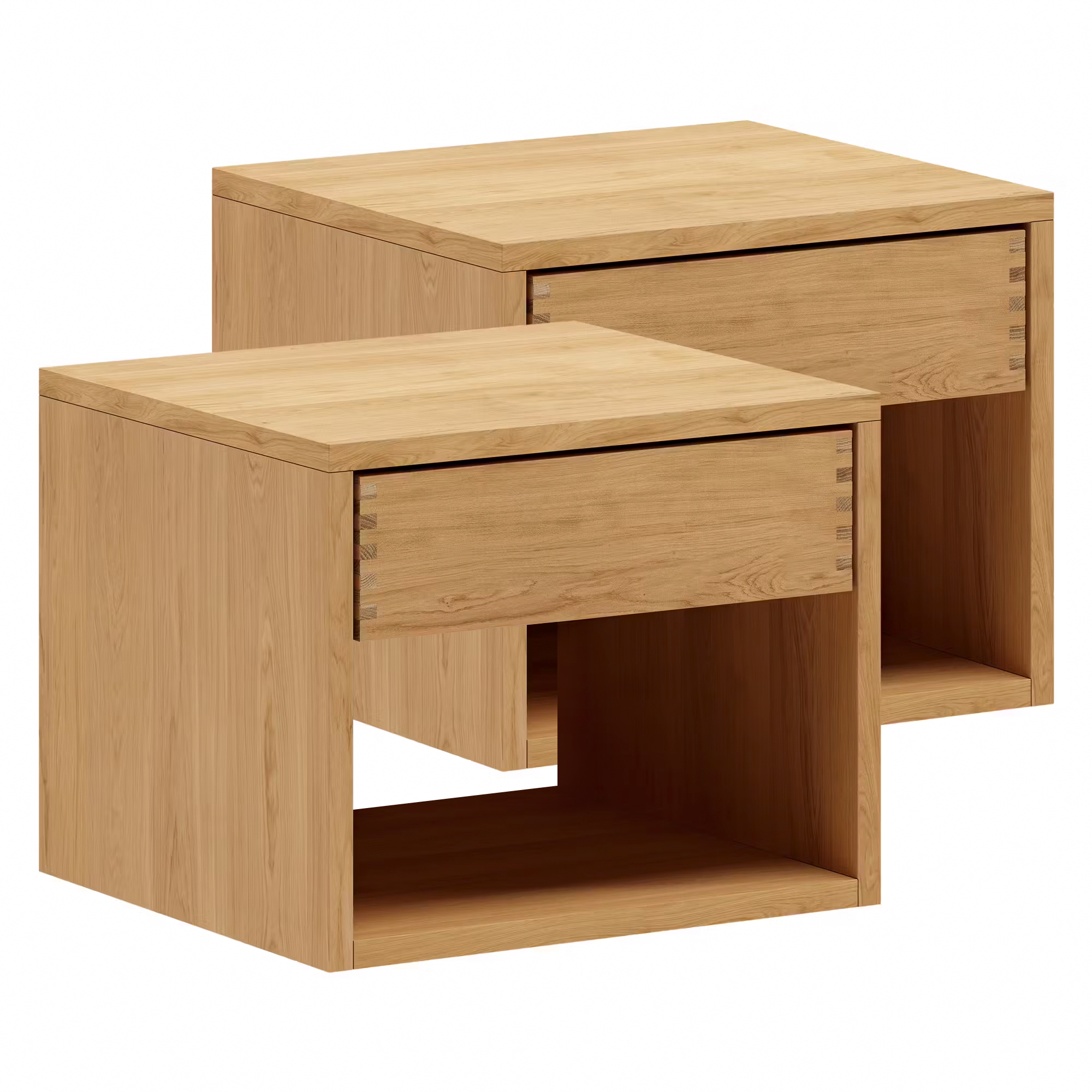 40 Cm   40 Cm Naturolieret Just Wood Snedker Sengebord Sæt      Skuffe