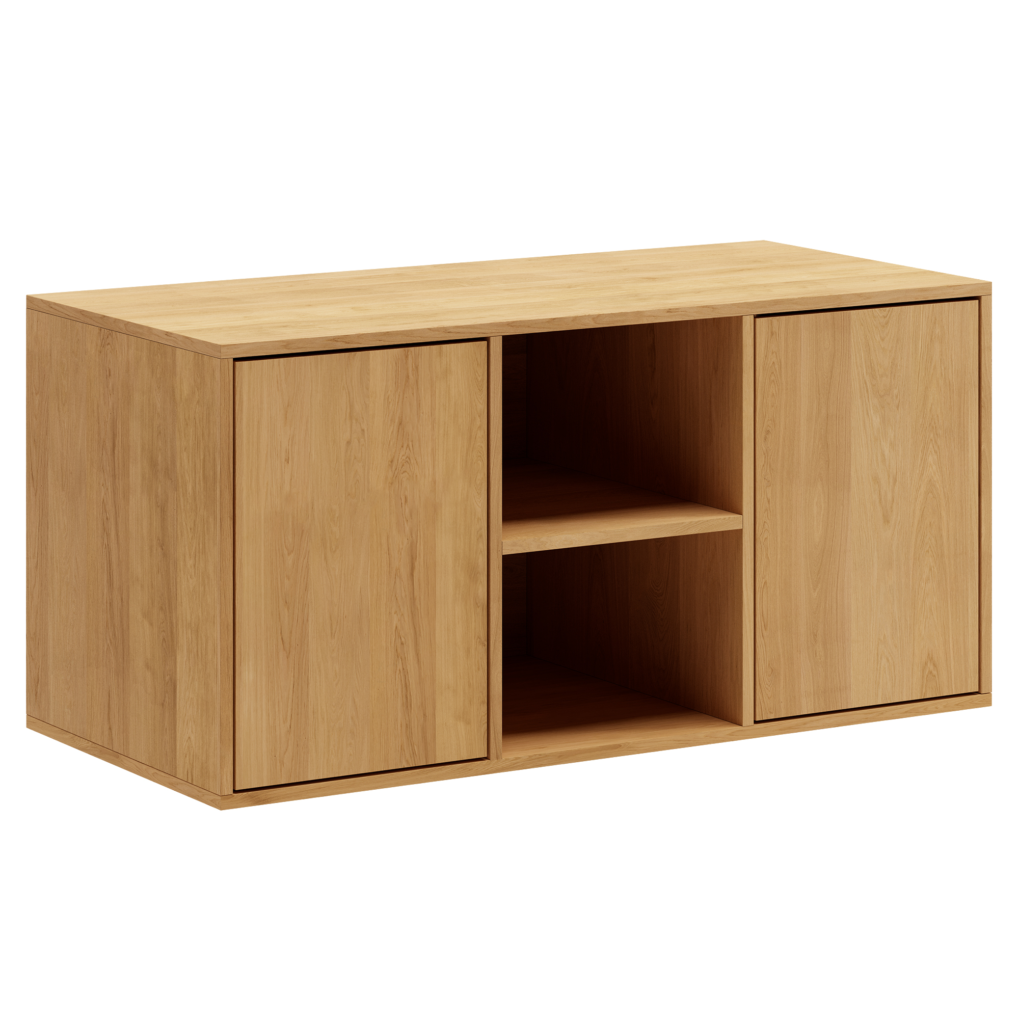 130 Cm Naturolieret Just Wood Snedker Skænk Med   Hylder Og   Låger