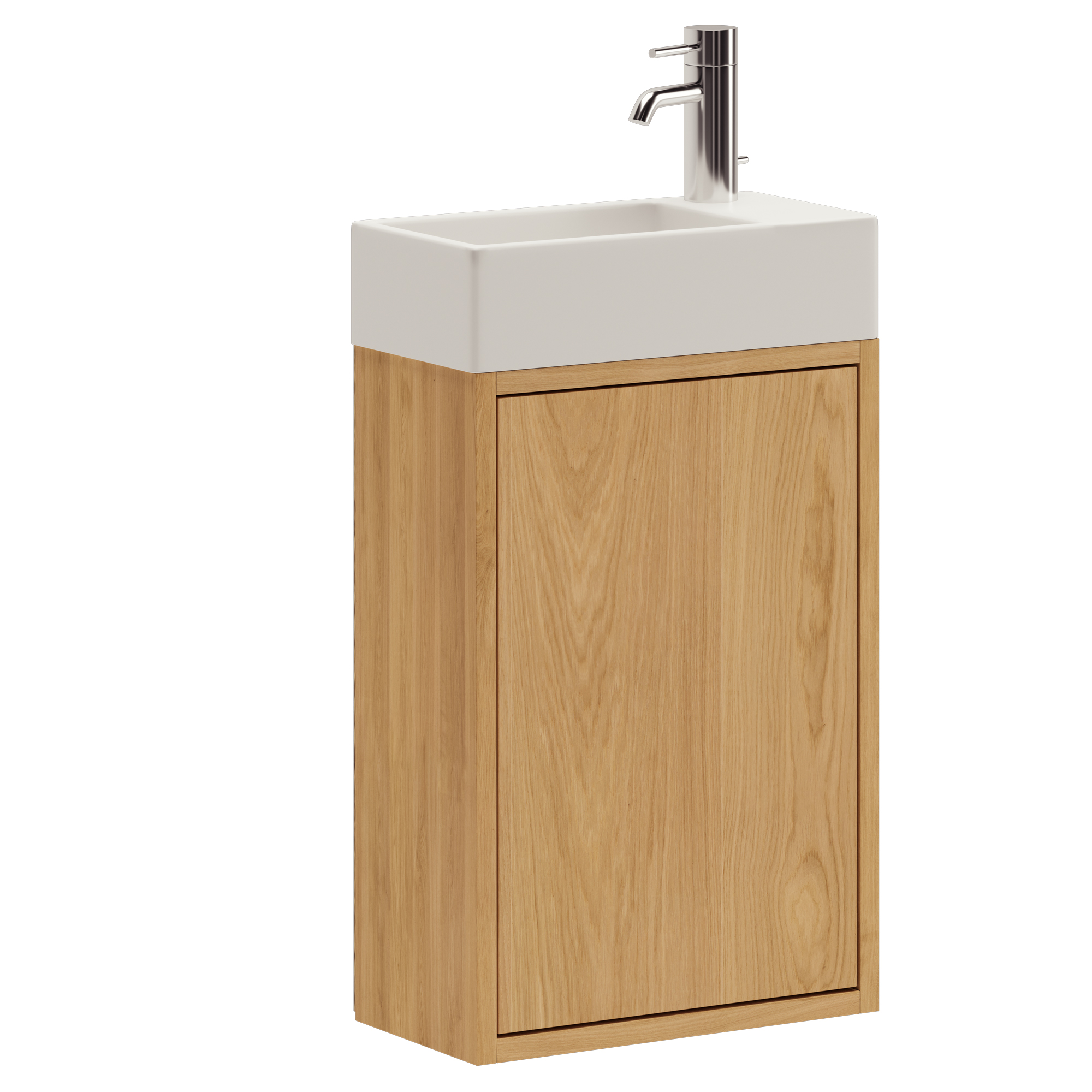 39 Cm Naturolieret Just Wood Mikro Badmøbel Med Låge Og Strassbourg Bordplade