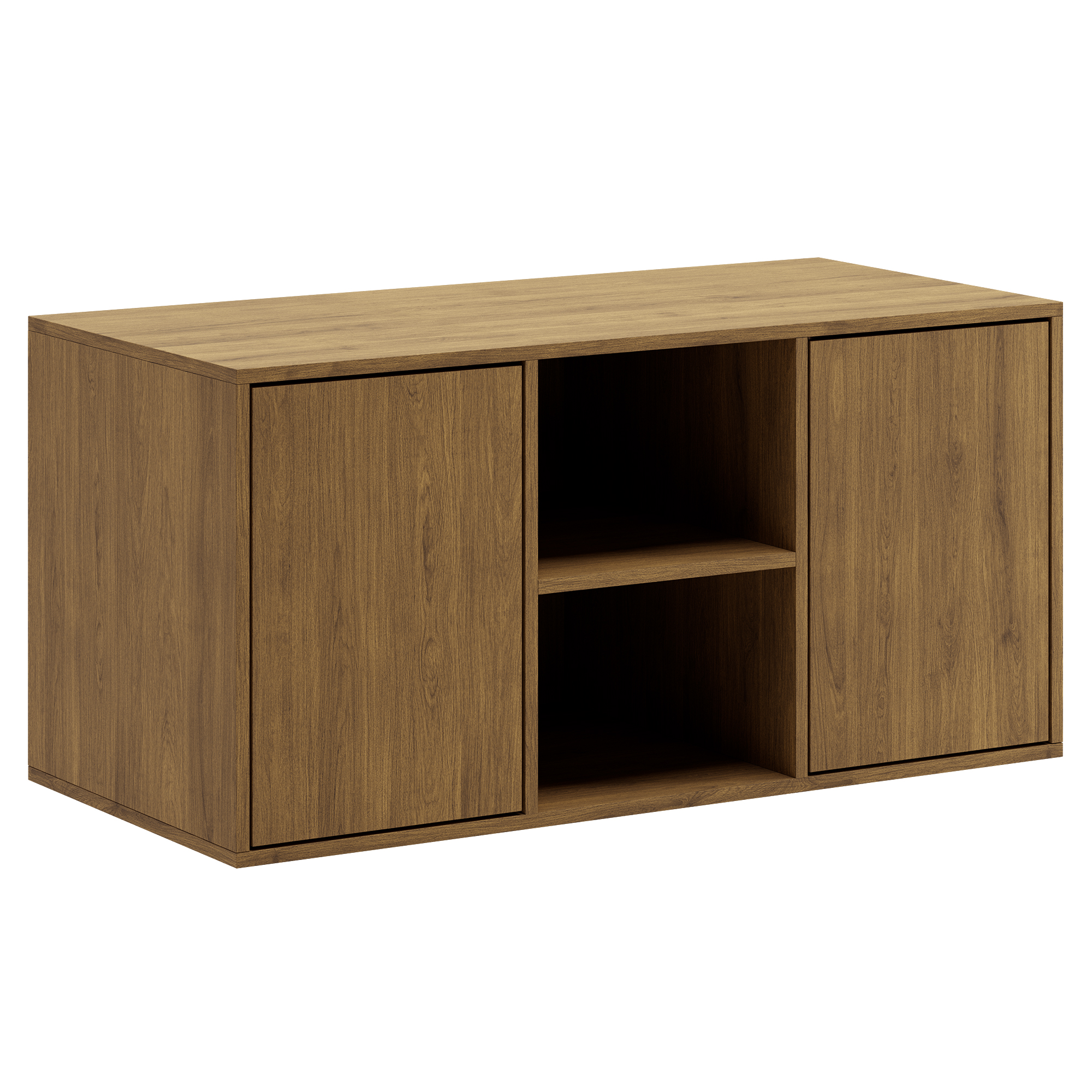 130 Cm Mørkolieret Just Wood Snedker Skænk Med   Hylder Og   Låger