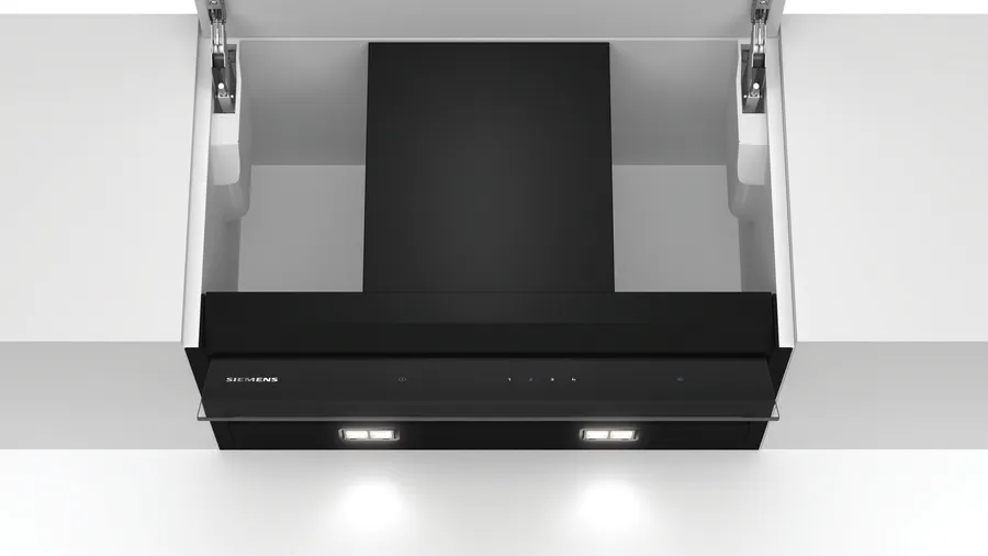 Integreret Boksemhætte 60 Cm Klart Glas Med Sort Tryk Siemens Iq500 Lj67bam60