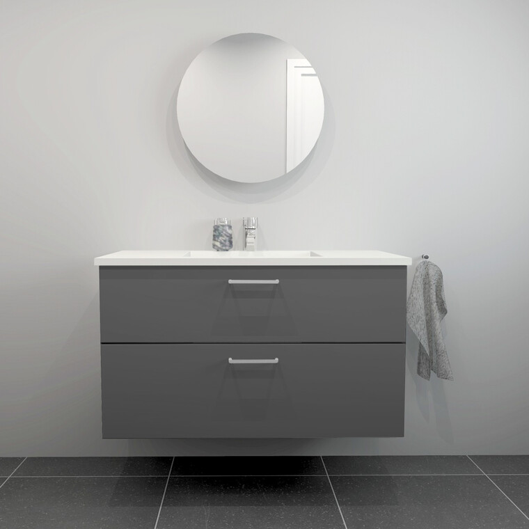 Kitchn Badsæt :102 Cm Hvid Marmorvaskvælg Mellem Flere Fronter