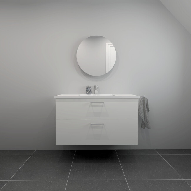 Kitchn Badsæt :102 Cm Hvid Marmorvaskvælg Mellem Flere Fronter