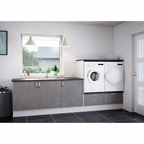 Multi-living Bryggers Sæt Beton Look Underskab Skuffe Vaskeskab Gavle Sokkelsæt Bryggers Sæt 24