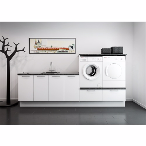 Multi-living Bryggers Sæt Med Hvid Front Underskab Skuffe Vaskeskab Gavle Sokkelsæt Bryggers Sæt