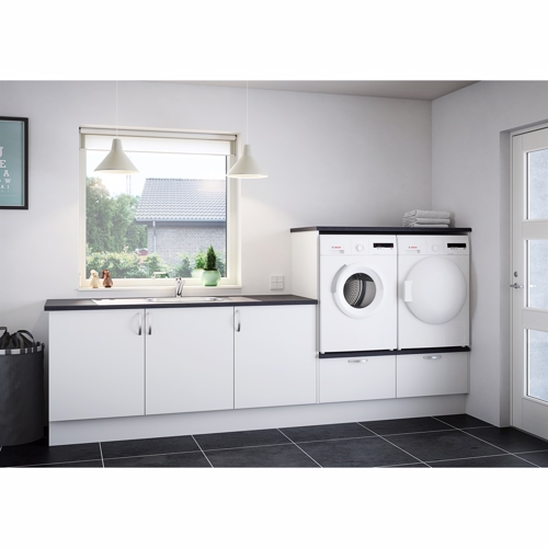 Multi-living Bryggers Sæt Med Hvid Front Underskab Skuffe Vaskeskab Gavle Sokkelsæt Bryggers Sæt 23