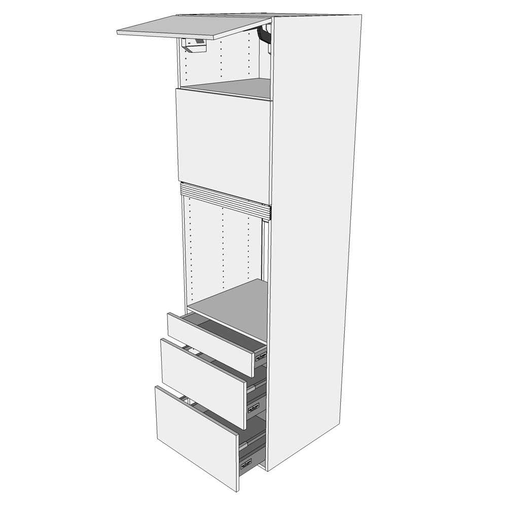 Multi-living   Indbygningsskab 60 Cm Til Ovn Microovn Med Toplåge  Microlåge    Hylder Og   Skuffer Deludtræk