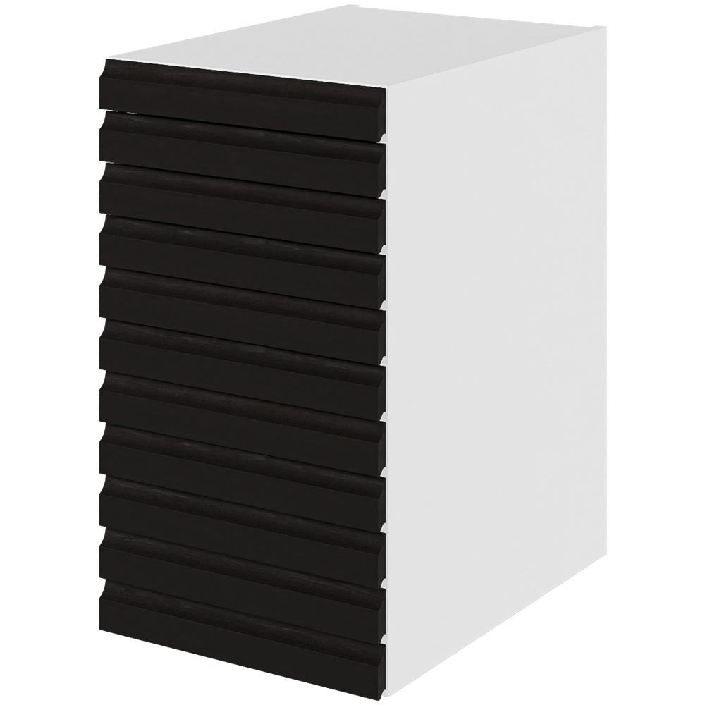 Multi-living Køkken Skuffeskab -line Sort Eg : 70 Cm : 60 Cm Skuffer Fuldtudtræk Softluk Bredde: 40 Cm