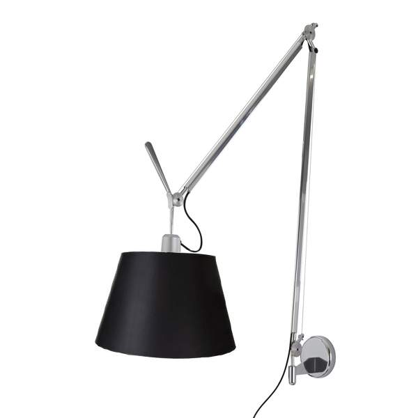 Artemide Tolomeo Mega Væglampe Sort Skærm 32cm Med Lysdæmper