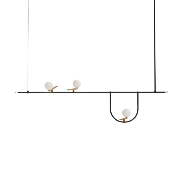 Artemide Yanzi   Pendel Hvid Børstet Messing Sort