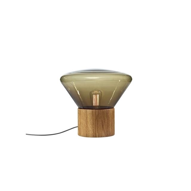 Brokis Muffins Wood 01 Bord Gulvlampe Brunt Glas Naturlig Eg Med Sort Ledning