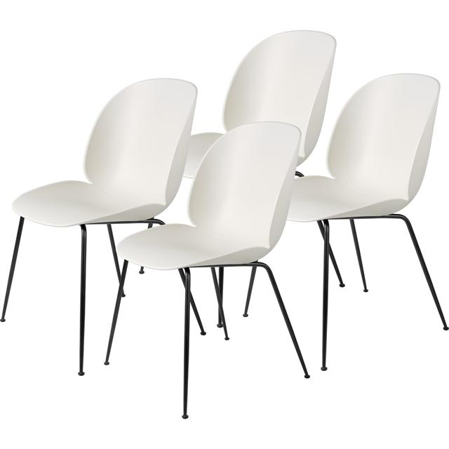 Gubi Beetle Spisebordsstol Conic Base Mat Sort Alabaster Hvid   Stk