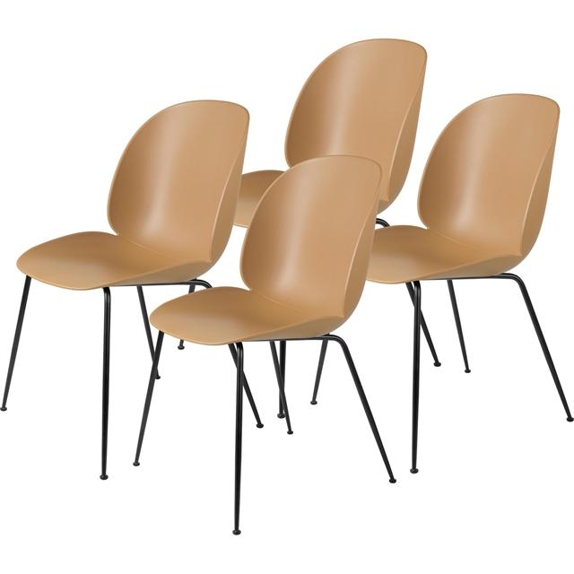 Gubi Beetle Spisebordsstol Conic Base Mat Sort Amber Brun   Stk