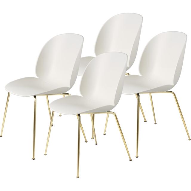 Gubi Beetle Spisebordsstol Conic Base Messing Semi Mat Alabaster Hvid   Stk