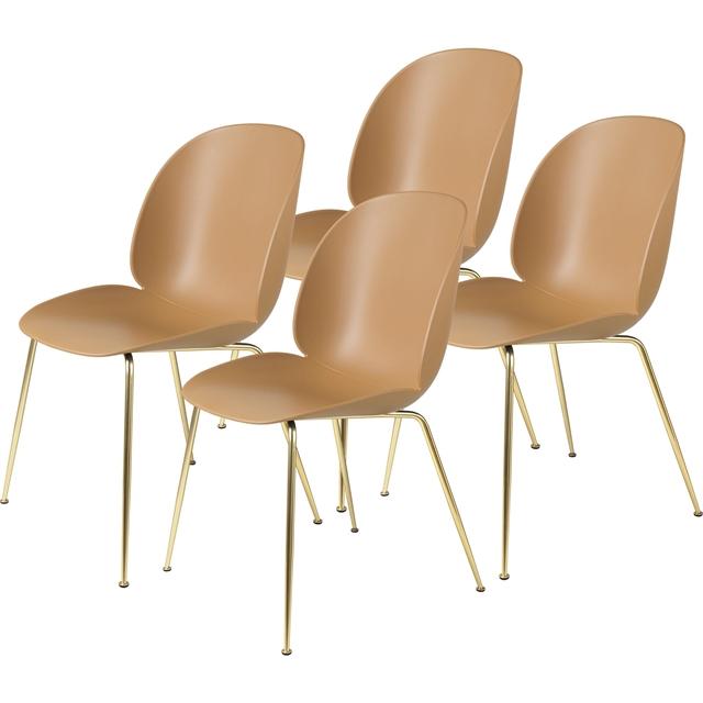 Gubi Beetle Spisebordsstol Conic Base Messing Semi Mat Amber Brun   Stk