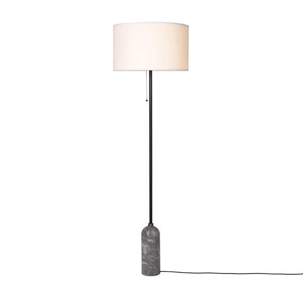 Gubi Gravity Gulvlampe Grå Marmor Og Hvid Skærm Stor
