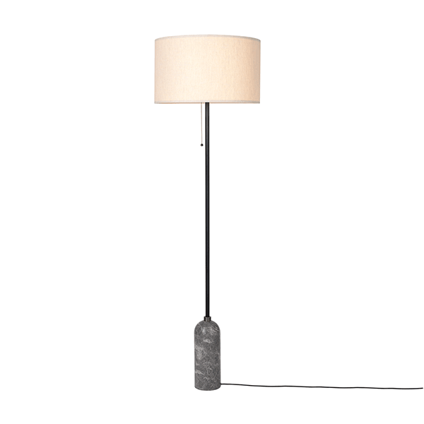 Gubi Gravity Gulvlampe Grå Marmor Og Lærred Skærm Stor