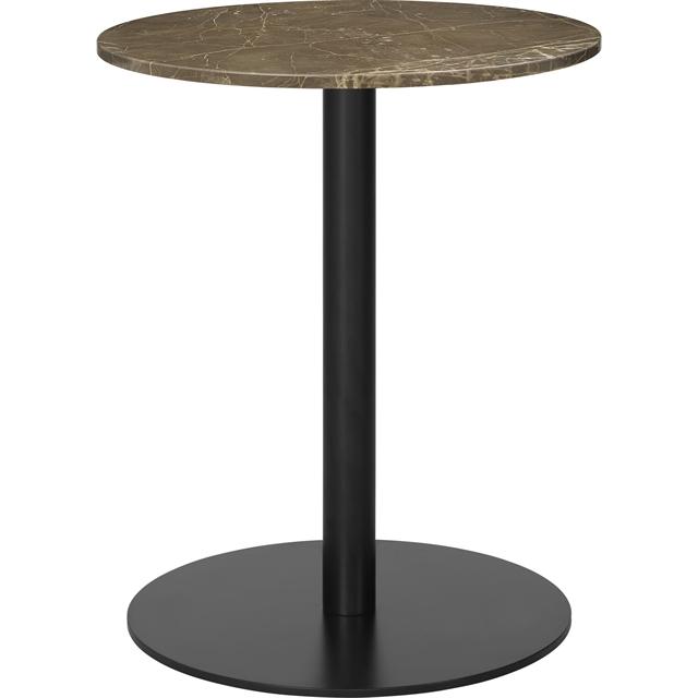Gubi     Spisebord Rundt ø60 Cm    Sort Base Og Brun Emperador Marmor Top
