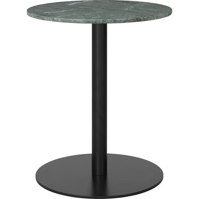 Gubi     Spisebord Rundt ø60 Cm    Sort Base Og Grøn Guatemala Marmor Top