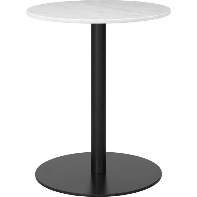 Gubi     Spisebord Rundt ø60 Cm    Sort Base Og Hvid Carrara Marmor Top