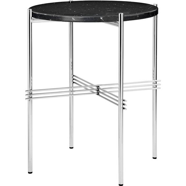 Gubi Ts Sidebord Round ø40 Poleret Stål Black Marquina Marmor