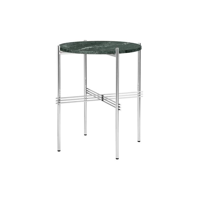 Gubi Ts Sidebord Round ø40 Poleret Stål Green Guatemala Marmor