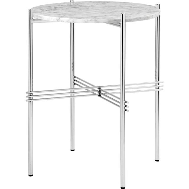 Gubi Ts Sidebord Round ø40 Poleret Stål White Carrara Marmor