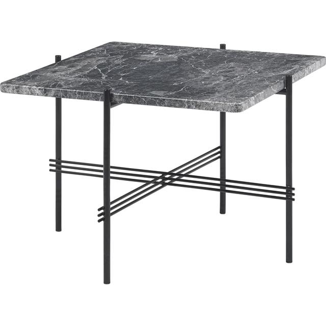 Gubi Ts Sofabord Firkantet 55   55 Cm Med Sort Base Og Grå Emperador Marmor Top