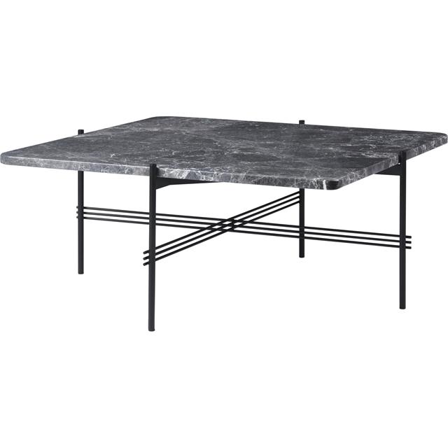 Gubi Ts Sofabord Firkantet 80   80 Cm Med Sort Base Og Grå Emperador Marmor Top