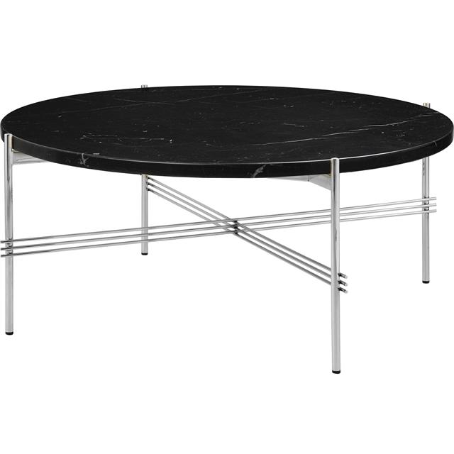 Gubi Ts Sofabord Round ø80 Poleret Stål Black Marquina Marmor