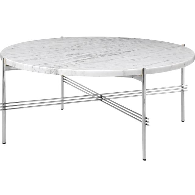 Gubi Ts Sofabord Round ø80 Poleret Stål White Carrara Marmor