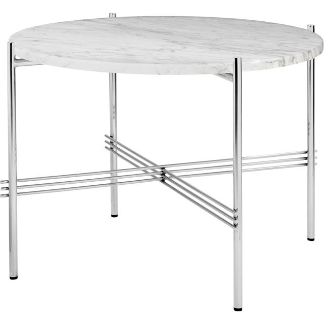 Gubi Ts Sofabord Round ø55 Poleret Stål White Carrara Marmor