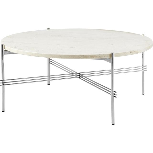 Gubi Ts Sofabord Round ø80 Poleret Stål White Travertine
