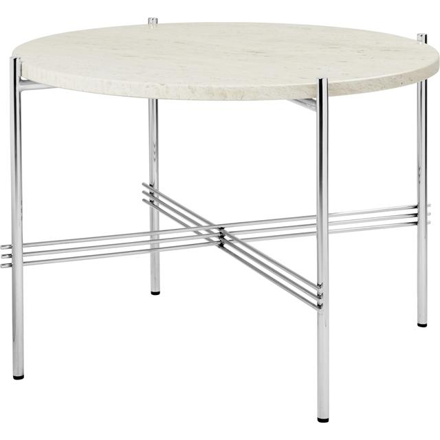 Gubi Ts Sofabord Round ø55 Poleret Stål White Travertine