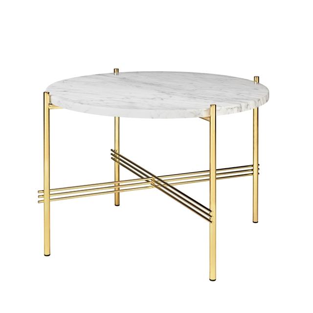 Gubi Ts Sofabord Rundt ø55 Messing Hvid Carrara Marmor