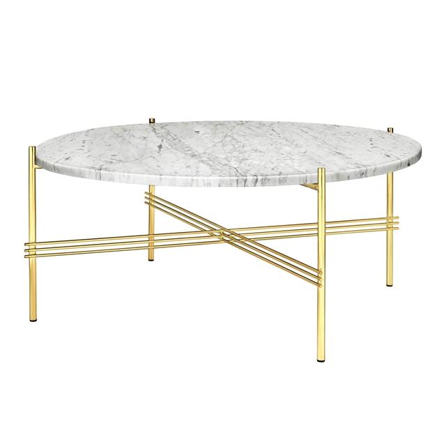 Gubi Ts Sofabord Rundt ø80 Messing Hvid Carrara Marmor