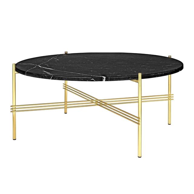 Gubi Ts Sofabord Rundt ø80 Messing Sort Marquina Marmor