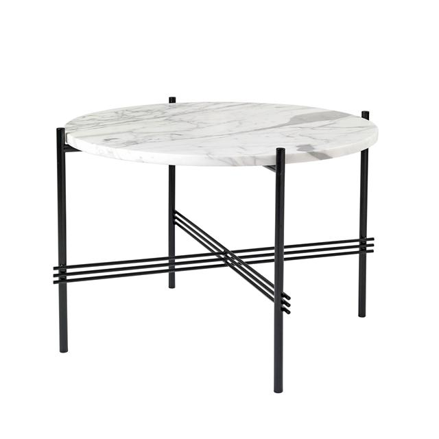 Gubi Ts Sofabord Rundt ø55 Sort Hvid Carrara Marmor