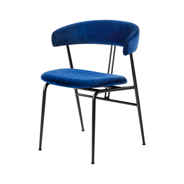 Gubi Violin Spisebordsstol Velvet 420 Safir Blå