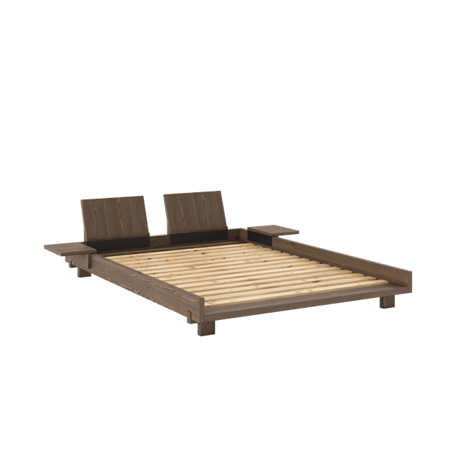 Karup Design Social Sengestel Med   Stk  Rygstøtte   Sidebord 140x200 Carob Brown