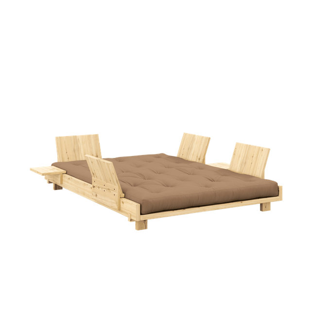 Karup Design Social Sovesofa Med   Stk  Rygstøtte  Sideborde   Madras 140x200 Mocca Raw