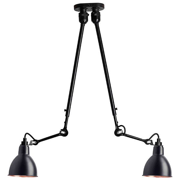 Lampe Gras N302 Loftlampe Double Mat Sort   Mat Sort   Kobber