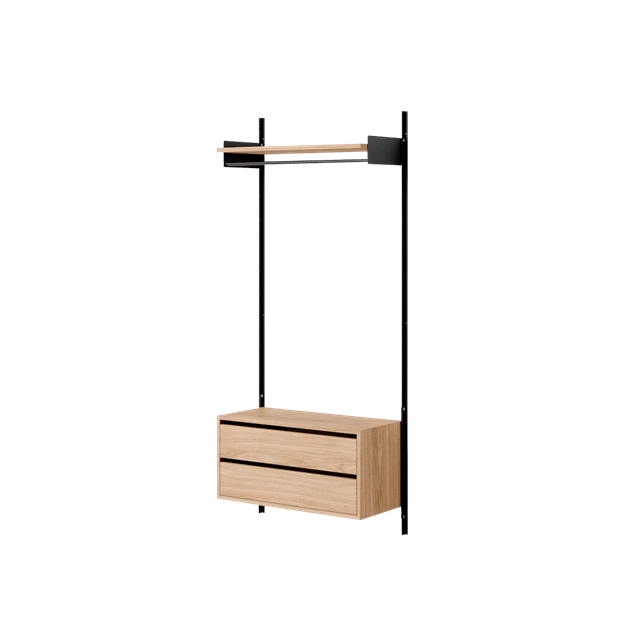 New Works Wardrobe Shelf   Reol Med Skuffer Eg Sort
