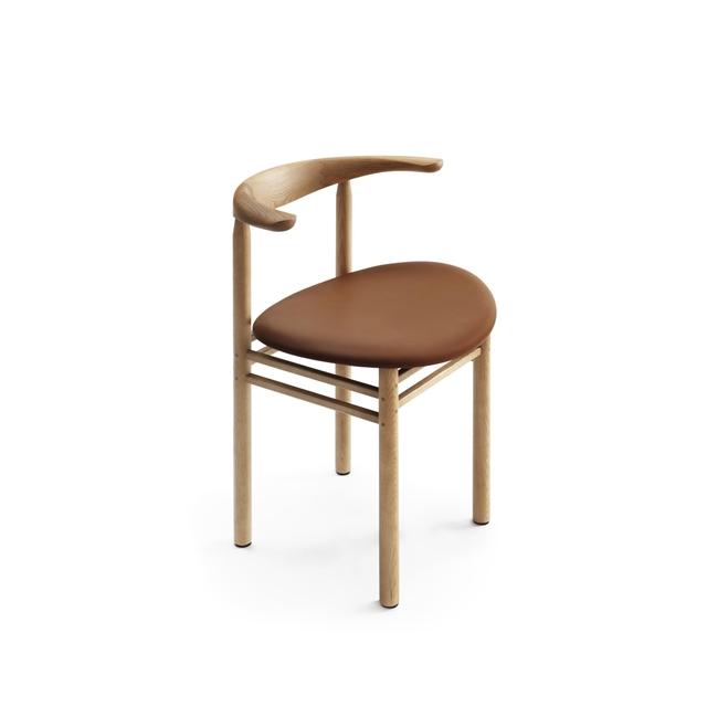 Nikari Linea Collection Rmt3 Spisebordsstol Asketræ Bejdset   Egetræsfarve Elmosoft 33004 Læder