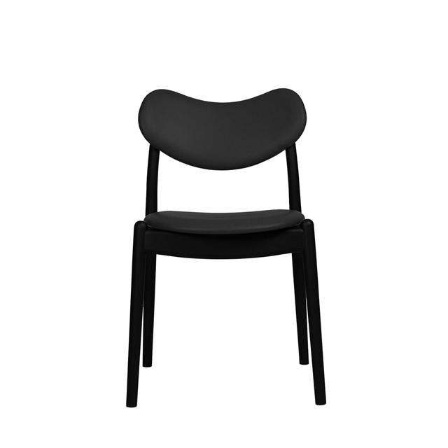 Ro Collection Hybrid Spisebordsstol Polstret Sortlakeret Eg Sort Læder