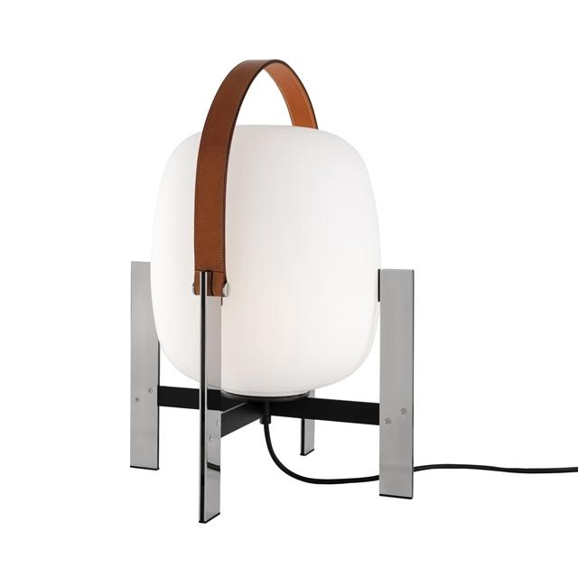 Santa   Cole Cesta Metálica Bordlampe Med Læderhåndtag