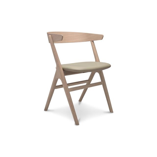 Sibast Furniture No   Spisebordsstol Hvidolieret Egetræ Og Lys Grå Læder