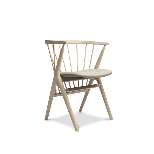 Sibast Furniture No   Spisebordsstol Hvidolieret Egetræ Og Lys Grå Læder