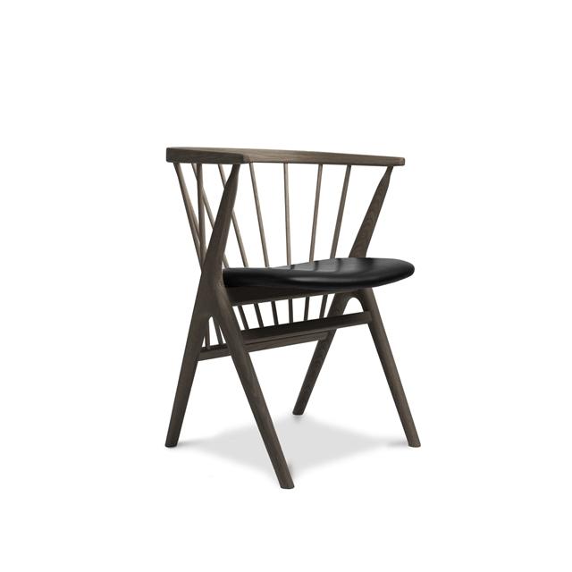 Sibast Furniture No   Spisebordsstol Mørkolieret Egetræ Og Sort Læder