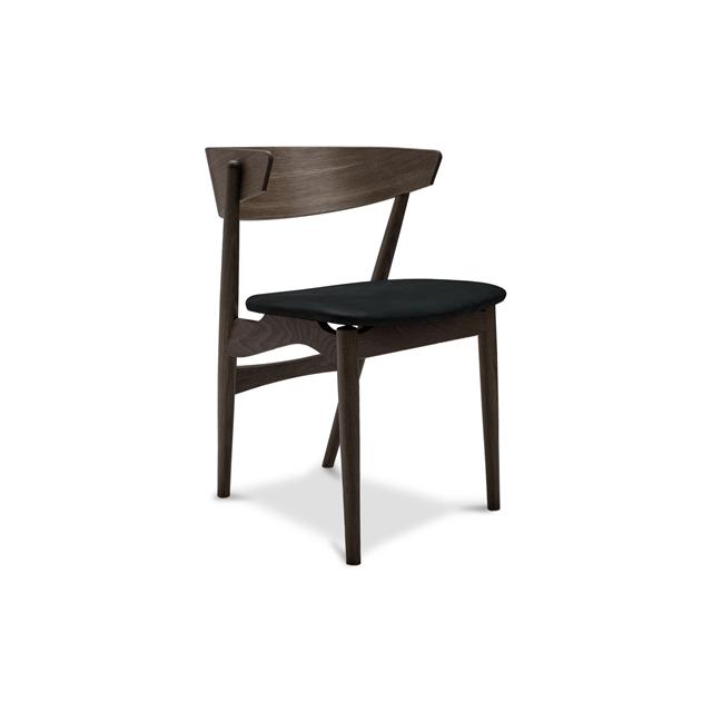 Sibast Furniture No   Spisebordsstol Mørkolieret Egetræ Og Sort Læder